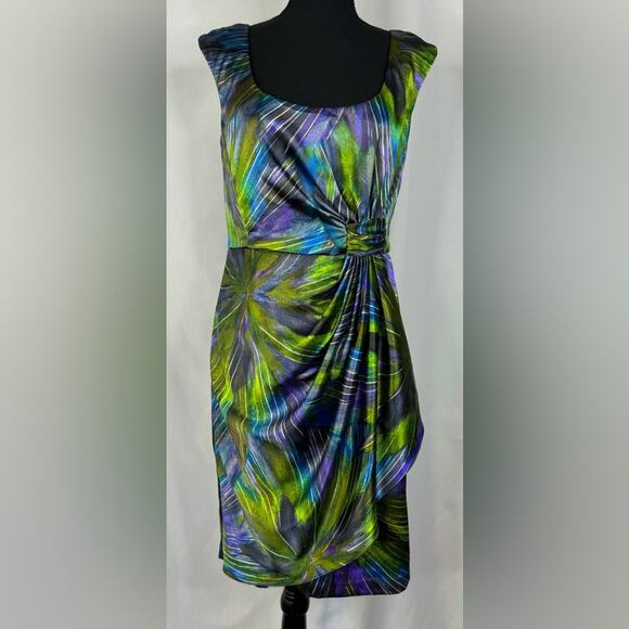 Maggy L Women’s Sleeveless Midi Dress Size 10 Party Iridescent Vibrant Cocktail - Picture 1 of 8